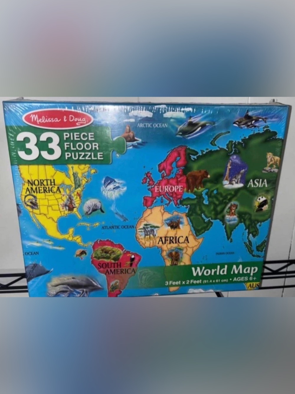Melissa & Doug World Map Floor Puzzle 33-Piece BRAND NEW
